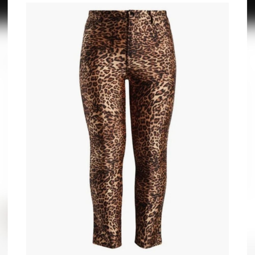 Good American Shine Straight Leg Good Waist  Leopard Print Pants Size 2/26 NWOT